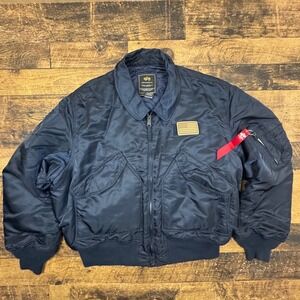 Alpha Industries CWU-45/P Flight Jacket Navy Blue Mens 4XL Bomber Coat